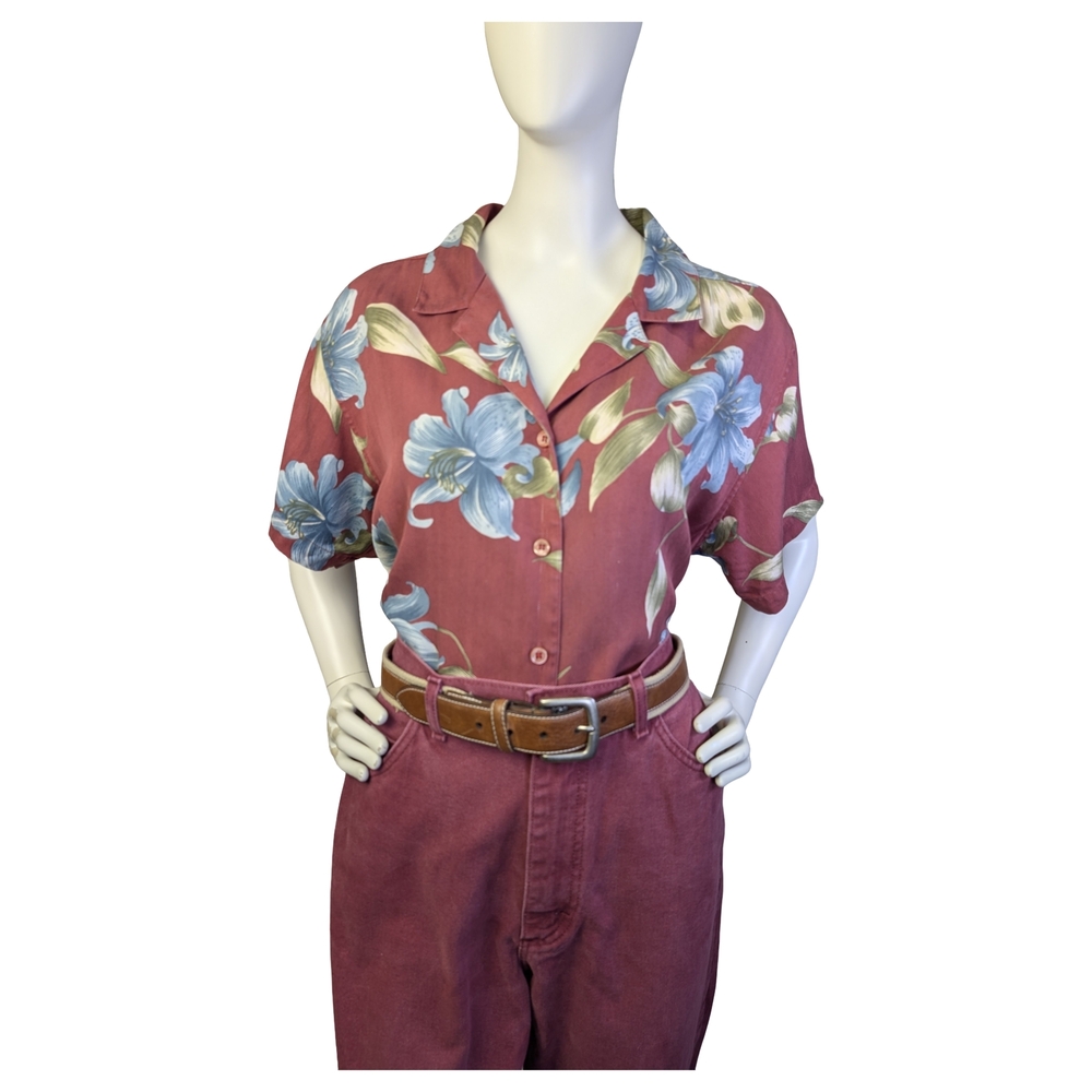 Tommy Bahama Vintage 100% Silk Floral Shirt | Luxury Tropical Button Up | XL